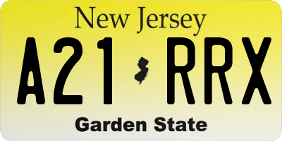 NJ license plate A21RRX
