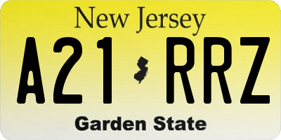 NJ license plate A21RRZ