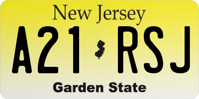NJ license plate A21RSJ
