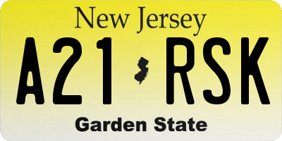 NJ license plate A21RSK