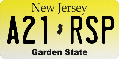 NJ license plate A21RSP