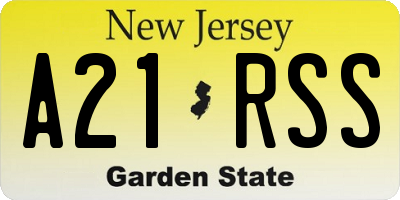 NJ license plate A21RSS