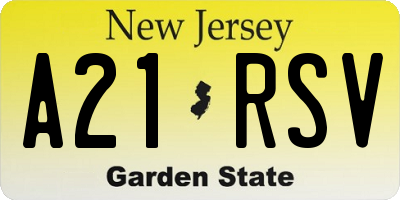 NJ license plate A21RSV
