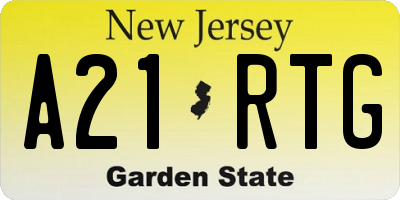 NJ license plate A21RTG