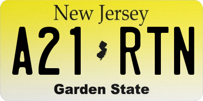 NJ license plate A21RTN