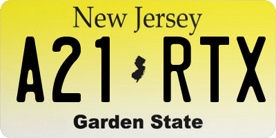NJ license plate A21RTX