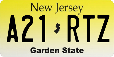 NJ license plate A21RTZ