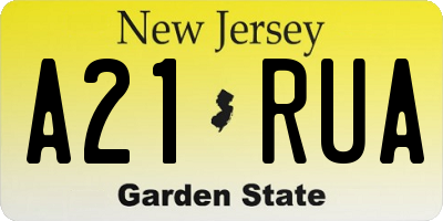 NJ license plate A21RUA
