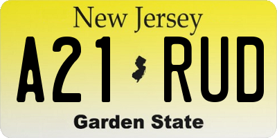 NJ license plate A21RUD