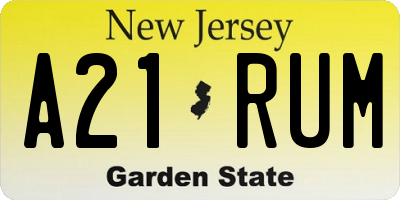 NJ license plate A21RUM