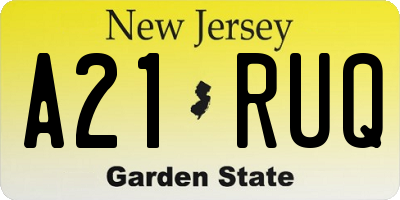 NJ license plate A21RUQ