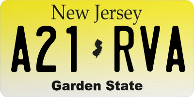 NJ license plate A21RVA