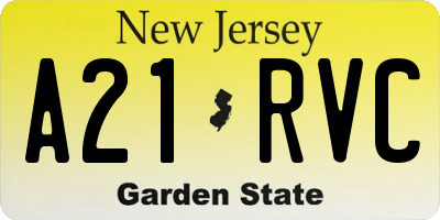NJ license plate A21RVC