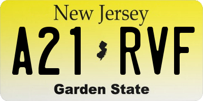 NJ license plate A21RVF