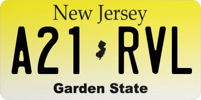 NJ license plate A21RVL
