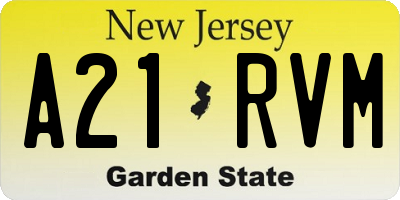 NJ license plate A21RVM