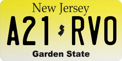 NJ license plate A21RVO