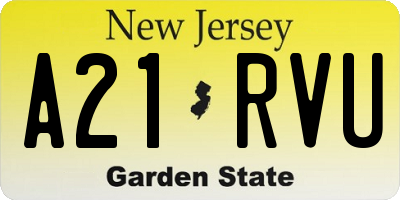 NJ license plate A21RVU