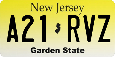 NJ license plate A21RVZ