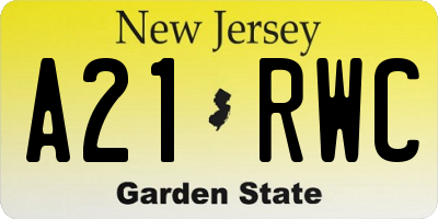 NJ license plate A21RWC