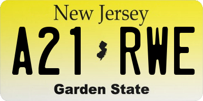 NJ license plate A21RWE