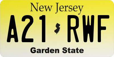 NJ license plate A21RWF