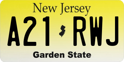 NJ license plate A21RWJ