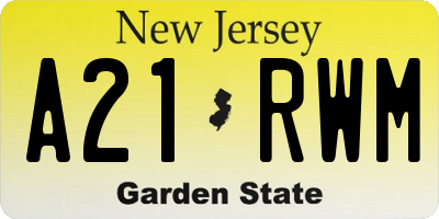 NJ license plate A21RWM