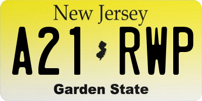 NJ license plate A21RWP