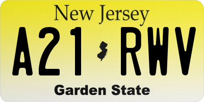 NJ license plate A21RWV