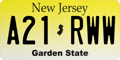 NJ license plate A21RWW