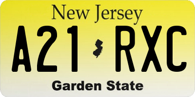 NJ license plate A21RXC