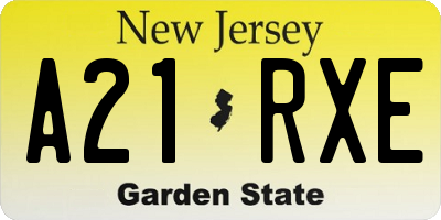 NJ license plate A21RXE
