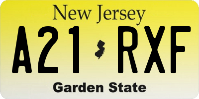NJ license plate A21RXF