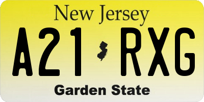 NJ license plate A21RXG