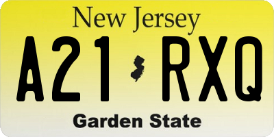 NJ license plate A21RXQ