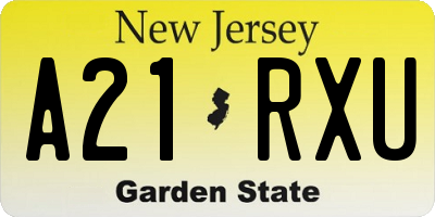 NJ license plate A21RXU