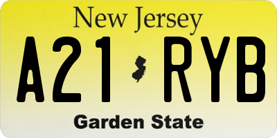 NJ license plate A21RYB