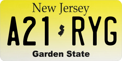 NJ license plate A21RYG