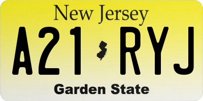 NJ license plate A21RYJ