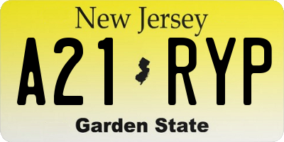NJ license plate A21RYP