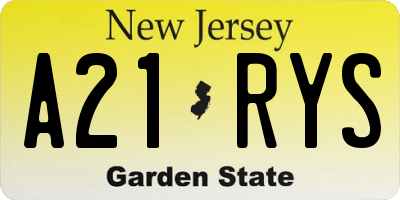 NJ license plate A21RYS