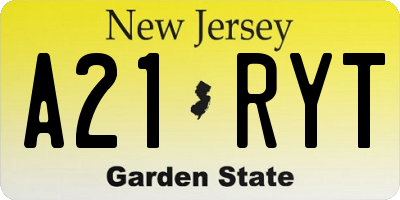 NJ license plate A21RYT