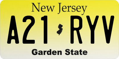 NJ license plate A21RYV