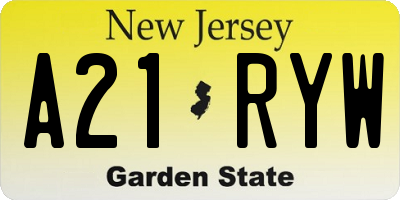 NJ license plate A21RYW