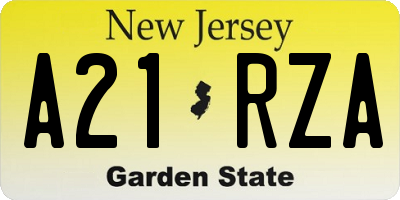NJ license plate A21RZA