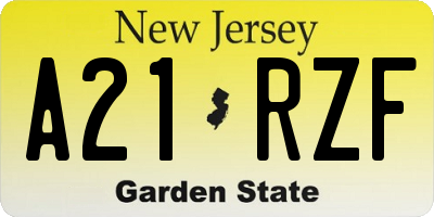 NJ license plate A21RZF