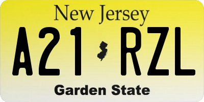 NJ license plate A21RZL