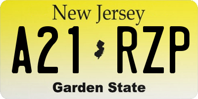 NJ license plate A21RZP