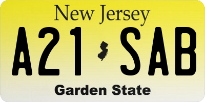 NJ license plate A21SAB